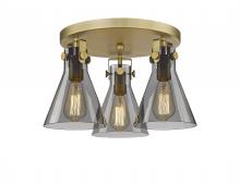 Innovations Lighting 411-3F-BB-G411-7SM - Newton Cone - 3 Light - 18 inch - Brushed Brass - Flush Mount