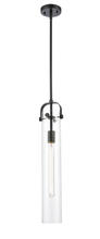  413-1S-BK-4CL - Pilaster - 1 Light - 4 inch Glass - Matte Black - Cord hung - Mini Pendant