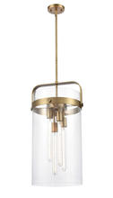  413-4S-BB-12CL-LED - Pilaster - 4 Light - 12 inch glass - Brushed Brass - Cord hung - Pendant