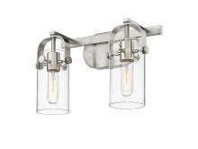 Innovations Lighting 423-2W-SN-G423-7CL - Pilaster II Cylinder - 2 Light - 15 inch - Satin Nickel - Bath Vanity Light