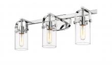 Innovations Lighting 423-3W-PC-G423-7CL - Pilaster II Cylinder - 3 Light - 25 inch - Polished Chrome - Bath Vanity Light