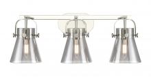 Innovations Lighting 423-3W-PN-G411-6SM - Pilaster II Cone - 3 Light - 27 inch - Polished Nickel - Bath Vanity Light