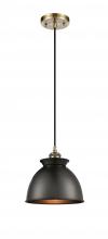 Innovations Lighting 516-1P-AB-M14-BK-LED - Adirondack - 1 Light - 8 inch - Antique Brass - Cord hung - Mini Pendant