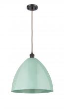 Innovations Lighting 516-1P-OB-MBD-16-SF - Plymouth - 1 Light - 16 inch - Oil Rubbed Bronze - Cord hung - Mini Pendant