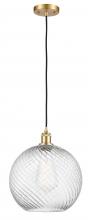 Innovations Lighting 516-1P-SG-G1214-12 - Athens Twisted Swirl - 1 Light - 12 inch - Satin Gold - Cord hung - Mini Pendant