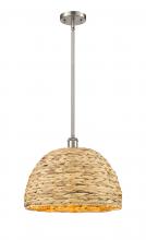 Innovations Lighting 516-1S-SN-RBD-16-NAT - Woven Rattan - 1 Light - 16 inch - Satin Nickel - Mini Pendant