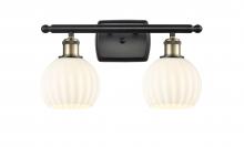 Innovations Lighting 516-2W-BAB-G1217-6WV - White Venetian - 2 Light - 16 inch - Black Antique Brass - Bath Vanity Light