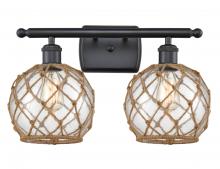 Innovations Lighting 516-2W-BK-G122-8RB - Farmhouse Rope - 2 Light - 18 inch - Matte Black - Bath Vanity Light