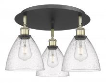  516-3C-BAB-GBD-754 - Bristol - 3 Light - 19 inch - Black Antique Brass - Flush Mount