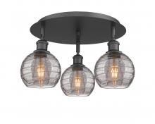 Innovations Lighting 516-3C-BK-G1213-6SM - Athens Deco Swirl - 3 Light - 18 inch - Matte Black - Flush Mount