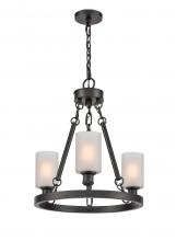  820-BK-G801 - Clymer - 3 Light - 20 inch - Matte Black - Chain Hung - Mini Chandelier