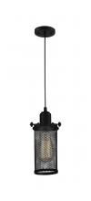 Innovations Lighting 900-1P-BK-CE219-BK - Quincy Hall - 1 Light - 5 inch - Matte Black - Cord hung - Mini Pendant