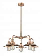 Innovations Lighting 916-5CR-AC-M3-AC - Edison - 5 Light - 27 inch - Antique Copper - Chandelier