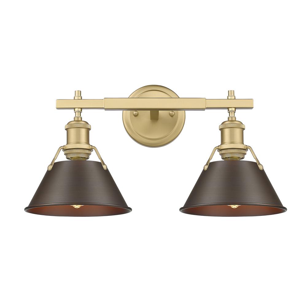 Orwell BCB 2 Light Bath Vanity in Brushed Champagne Bronze with Rubbed Bronze shades