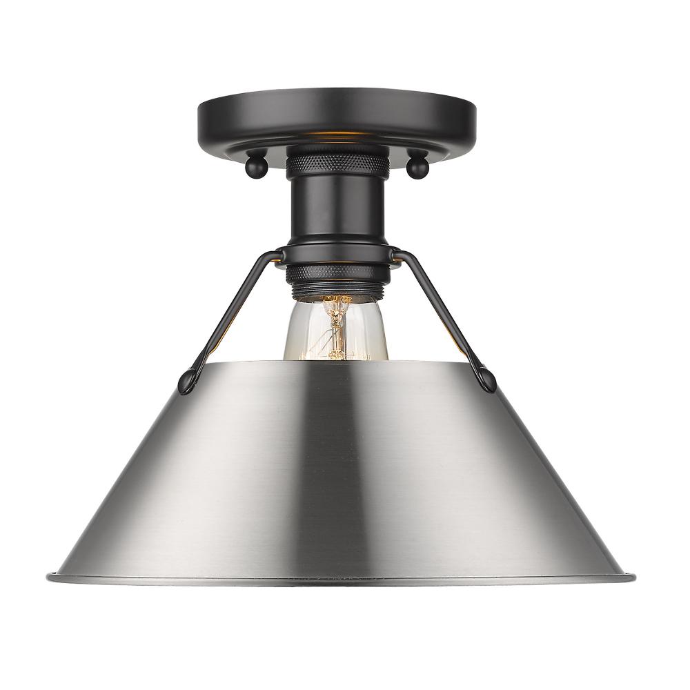 Orwell 1-Light Flush Mount in Matte Black with Pewter