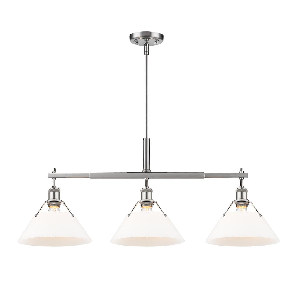 Orwell 3-Light Linear Pendant in Pewter with Opal Glass