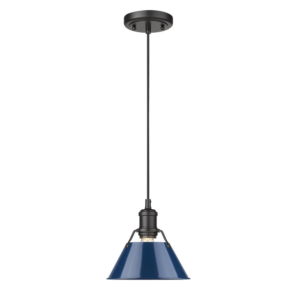 Orwell 7.5" Wide Small Pendant in Matte Black with Matte Navy