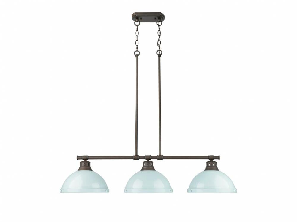 Duncan 3-Light Linear Pendant in Rubbed Bronze with Seafoam