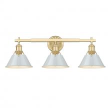 Golden 3306-BA3 BCB-DB - Orwell BCB 3 Light Bath Vanity in Brushed Champagne Bronze with Dusky Blue shades