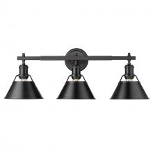 Golden 3306-BA3 BLK-BLK - Orwell 3-Light Vanity Light in Matte Black