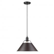 Golden 3306-L BLK-RBZ - Orwell 14" Wide Large Pendant in Matte Black with Rubbed Bronze