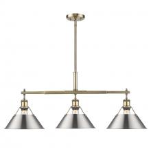 Golden 3306-LP AB-PW - Orwell 3-Light Linear Pendant in Aged Brass with Pewter