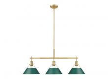 Golden 3306-LP BCB-GN - Orwell 3-Light Linear Pendant in Brushed Champagne Bronze with Pine Green