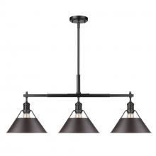 Golden 3306-LP BLK-RBZ - Orwell 3-Light Linear Pendant in Matte Black with Rubbed Bronze