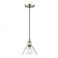 Golden 3306-S AB-CLR - Orwell AB Small Pendant - 7" in Aged Brass with Clear Glass