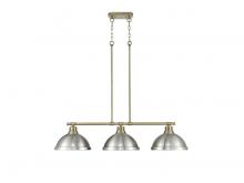 Golden 3602-3LP AB-PW - Duncan 3-Light Linear Pendant in Aged Brass with Pewter