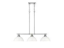 Golden 3602-3LP CH-WHT - Duncan 3-Light Linear Pendant in Pewter with Matte White