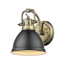 Golden 3602-BA1 AB-BLK - Duncan 1 Light Bath Vanity in Aged Brass with a Matte Black Shade