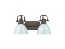 Golden 3602-BA2 RBZ-SF - Duncan 2-Light Bath Vanity in Rubbed Bronze with Seafoam