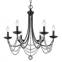 Golden 7644-6 BLK - Mirabella 6 Light Chandelier in Matte Black