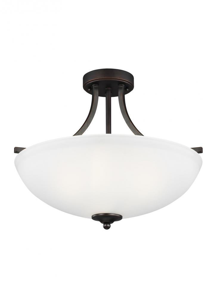 Geary transitional 3-light indoor dimmable ceiling flush mount fixture in bronze finish with satin e