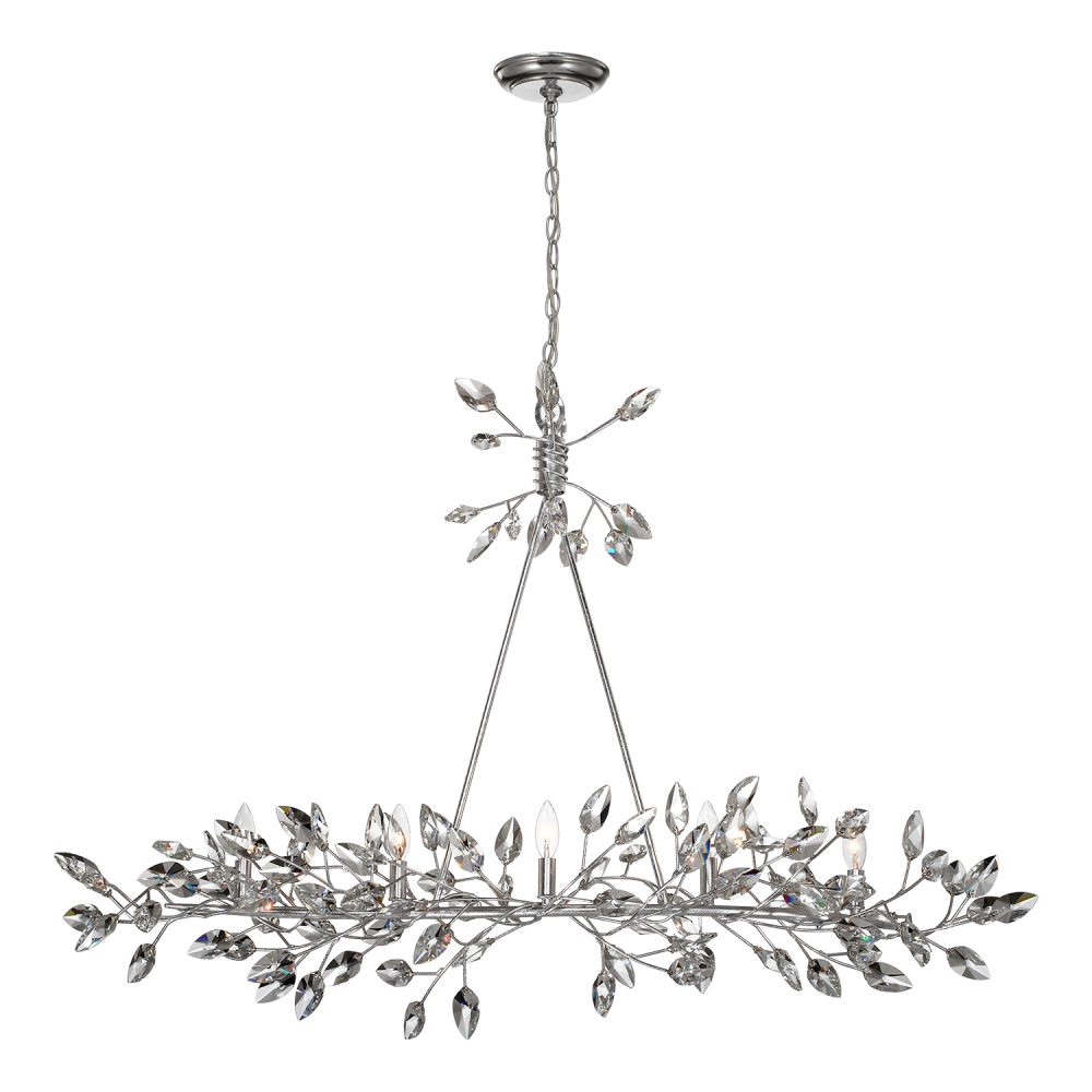 5-Light 49" Organic Silver Leaf Linear Chandelier