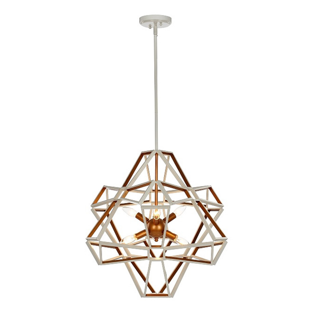 6-Light Geometric Satin White Gold Sputnik Chandelier