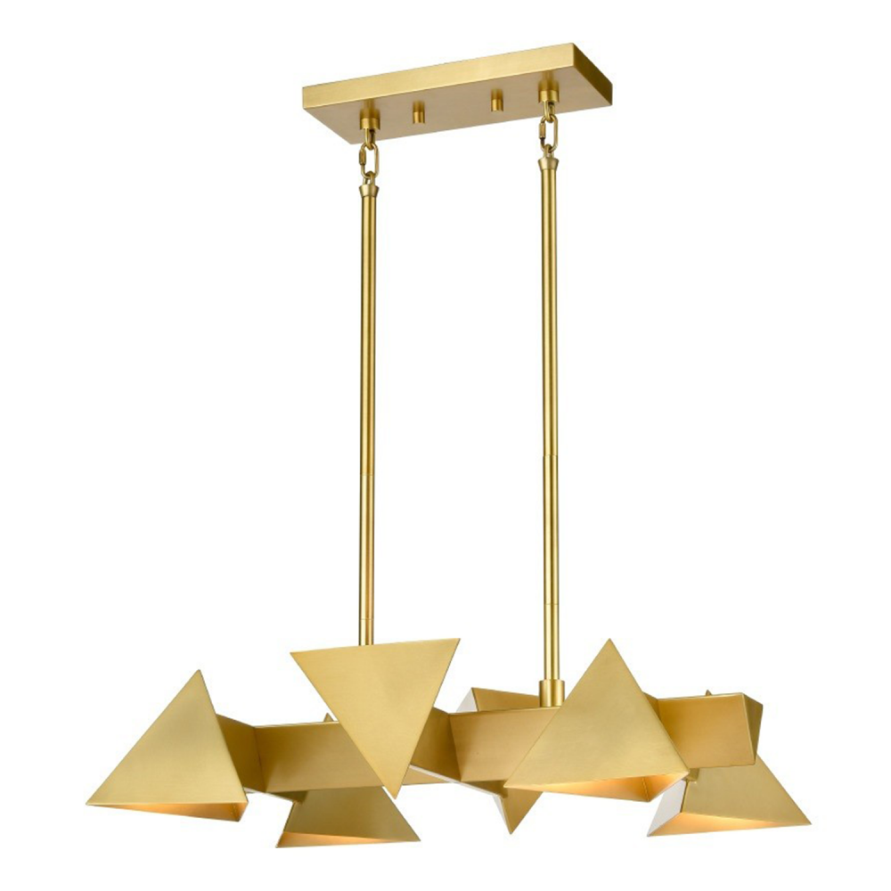 6-Light Geometric Triangular Aged Brass Linear Pendant