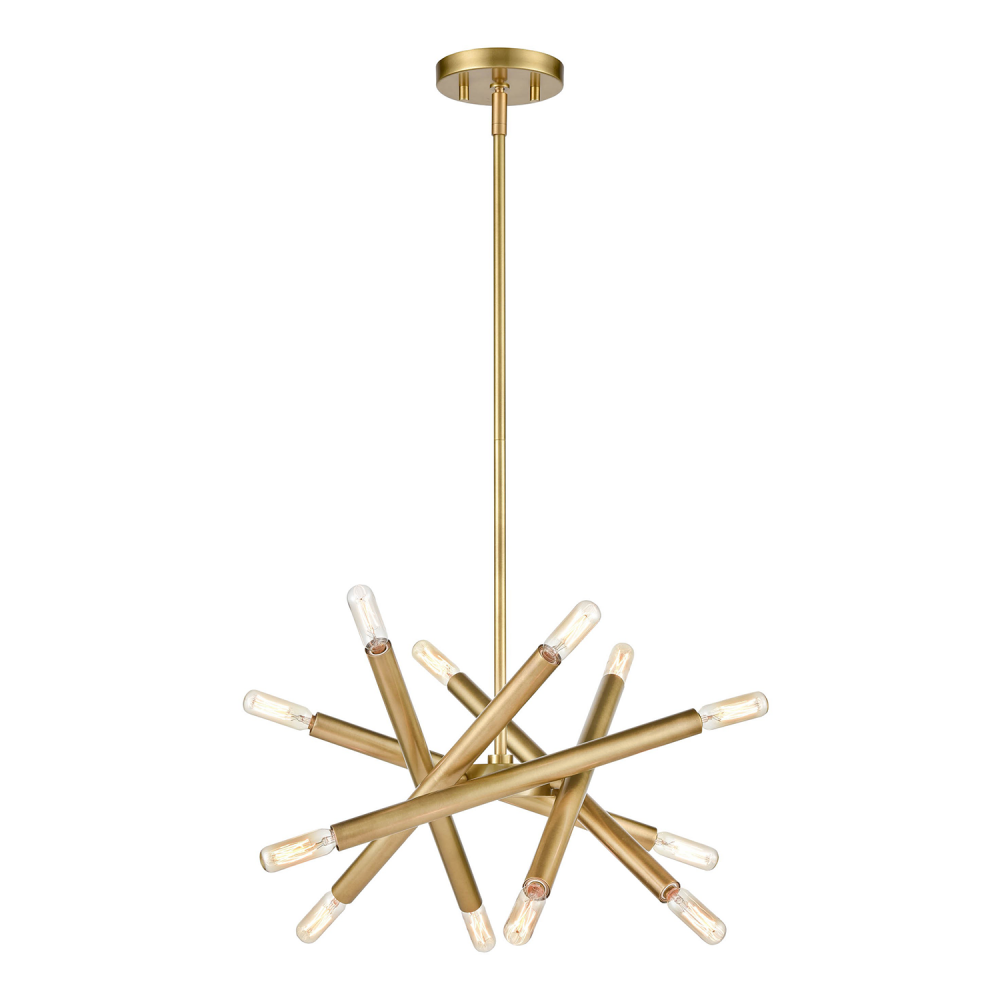 12-Light 14" Adjustable Aged Brass Sputnik Chandelier