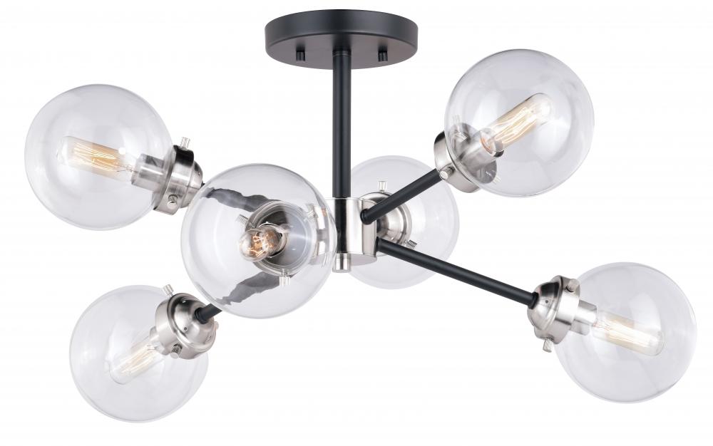 Orbit 25-in Semi Flush Ceiling Light Satin Nickel and Oil Rubbed Bronze