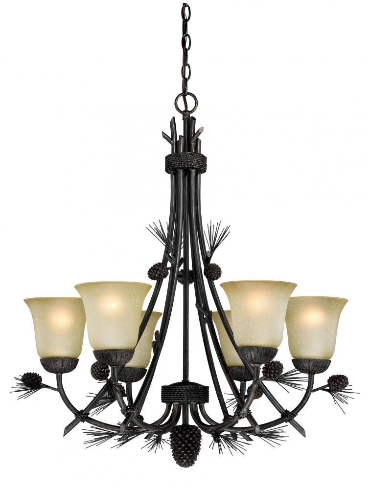 Sierra 6L Chandelier Black Walnut