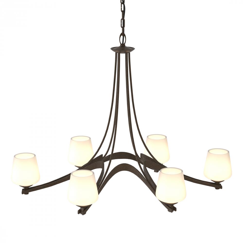 Oval Ribbon 6 Arm Chandelier