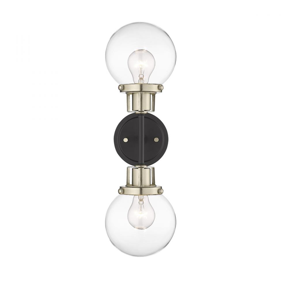 Mellrosa 2-Light Wall Sconce Matte Black Modern Gold