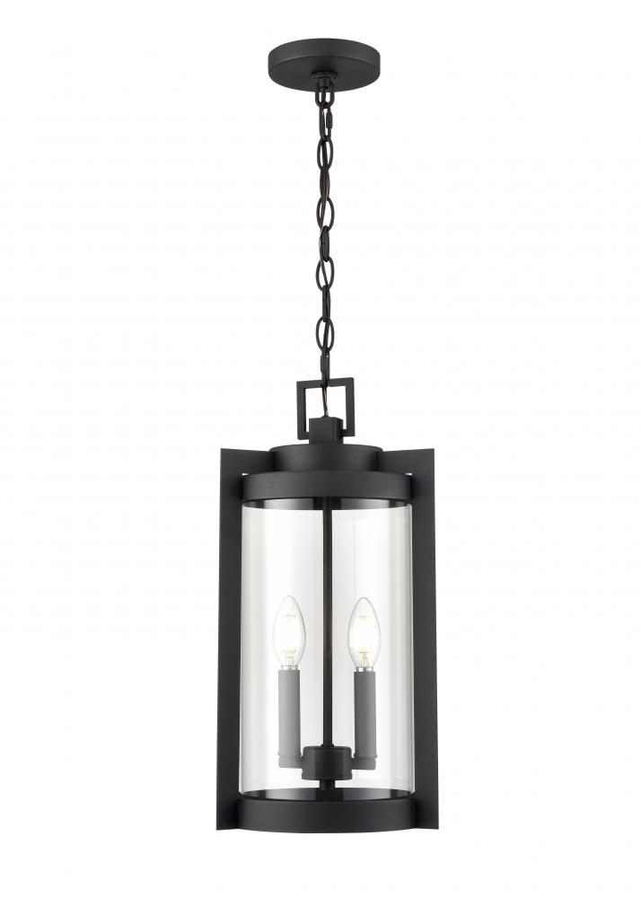 Ellway 2-Light Outdoor Hanging Lantern Textured Black