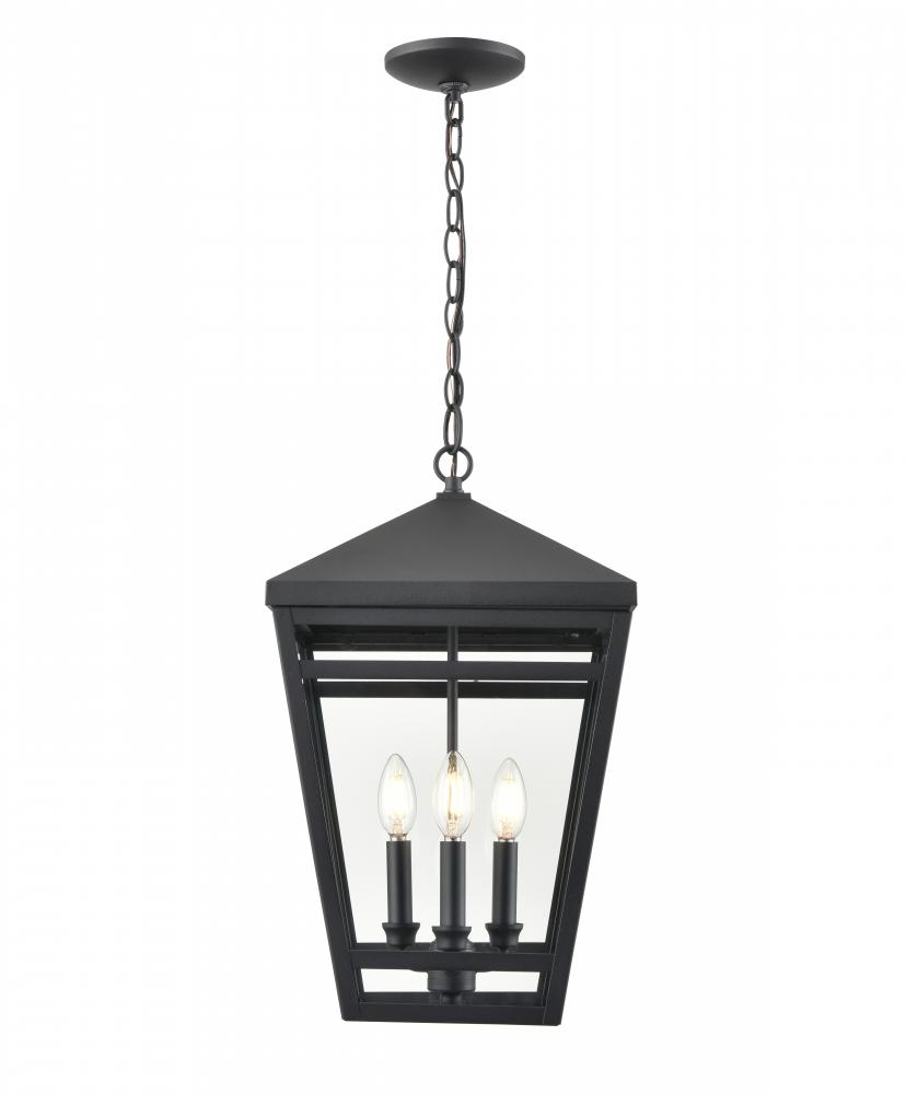 Seager 3-Light Outdoor Hanging Lantern Textured Black