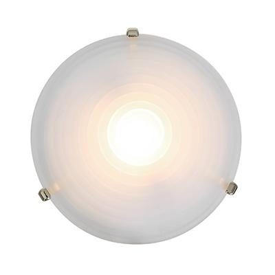 One Light Polished Brass Stepped Acid Frosted Glass Bowl Flush Mount