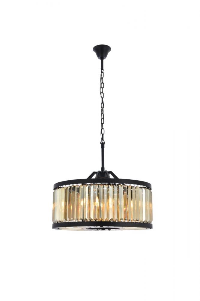 Chelsea 8 Light Matte Black Chandelier Golden Teak (Smoky) Royal Cut Crystal