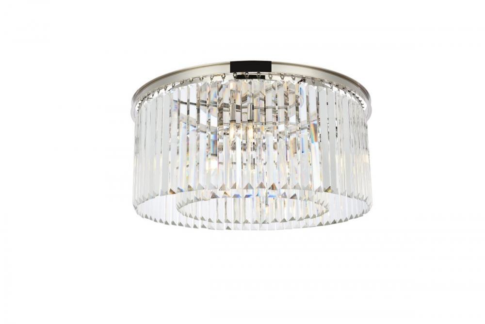 Sydney 8 Light Polished Nickel Flush Mount Clear Royal Cut Crystal