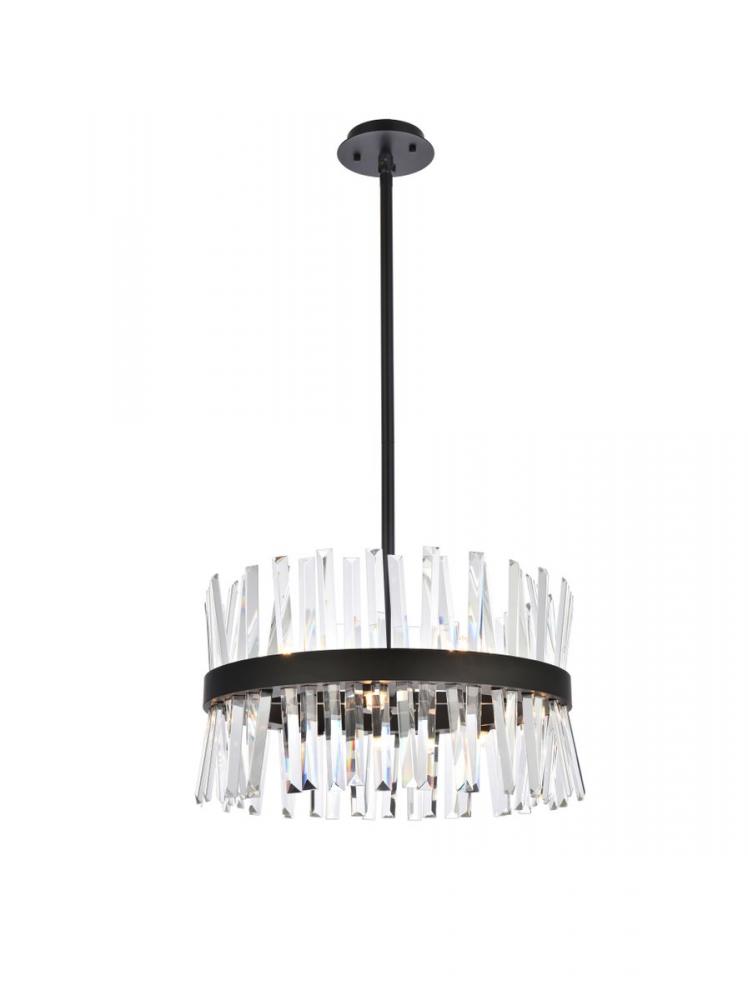 Serephina 20 Inch Crystal Round Pendant Light in Black