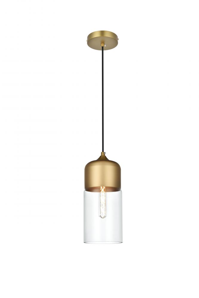 Ashwell 5 Inch Pendant Clear Shade in Satin Gold